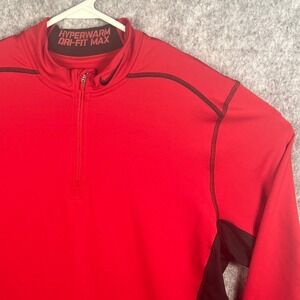 Nike Pro Combat Hyperwarm Dri-Fit Max 1/4 Zip Pullover Red Black Men's XL